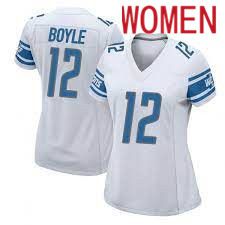 Women Detroit Lions #12 Tim Boyle Nike White Game Player NFL Jersey->women nfl jersey->Women Jersey